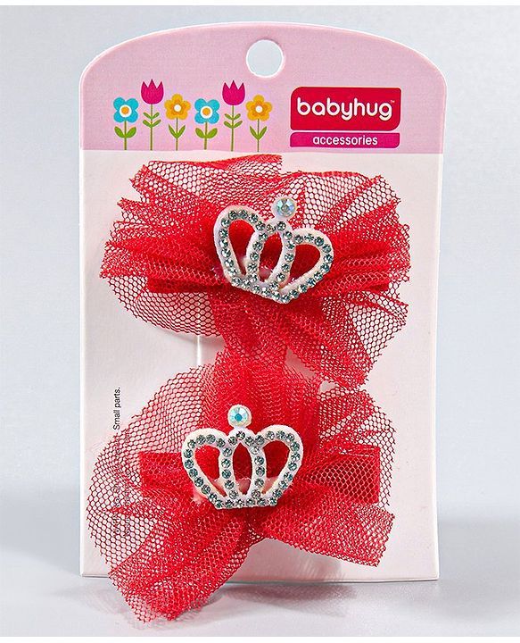 Babyhug Bow Alligator Clips Red - Pack of 2
