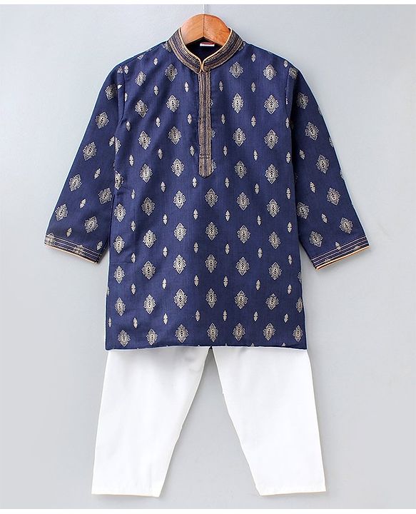 Babyhug Full Sleeves Kurta & Pajama Set - Blue