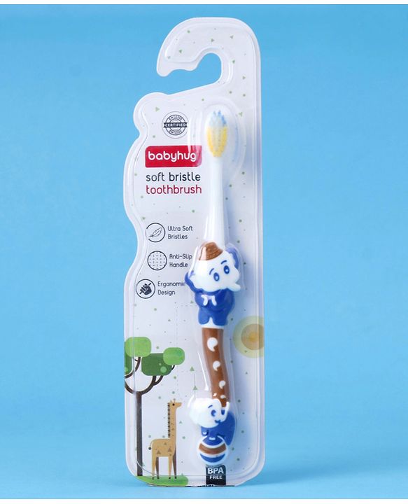 Babyhug Ultra Soft Bristles Elephant Design Toothbrush - Blue