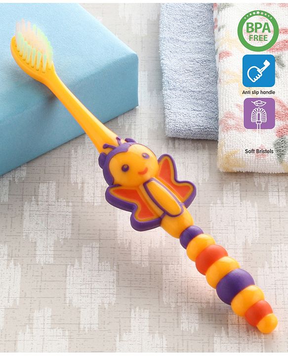 Babyhug Ultra Soft Bristles Bee Design Toothbrush - Purple Yellow