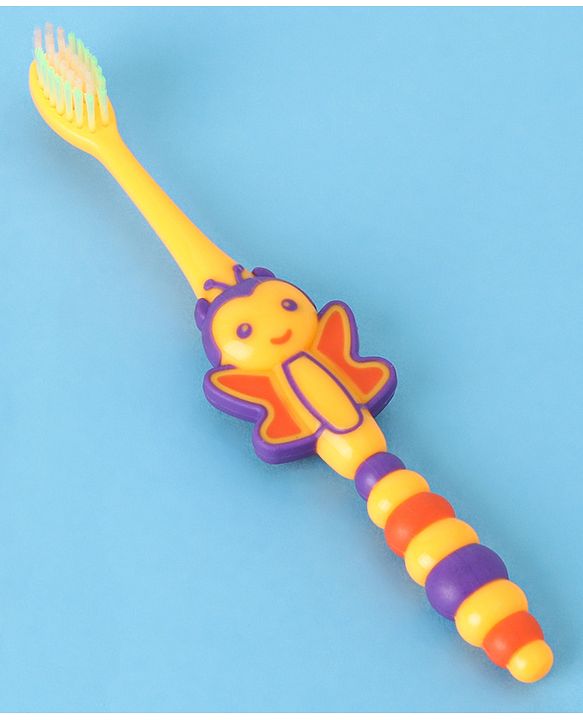 Babyhug Ultra Soft Bristles Bee Design Toothbrush - Purple Yellow