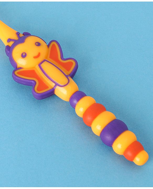 Babyhug Ultra Soft Bristles Bee Design Toothbrush - Purple Yellow