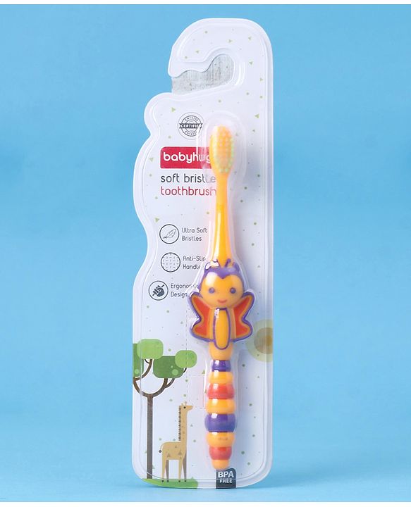 Babyhug Ultra Soft Bristles Bee Design Toothbrush - Purple Yellow
