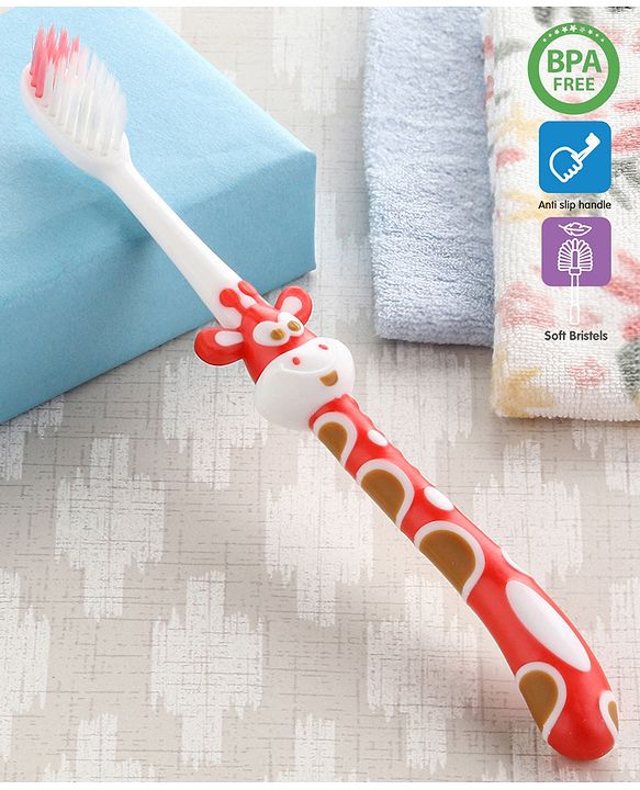 Babyhug Ultra Soft Bristles Giraffe Design Toothbrush - Red