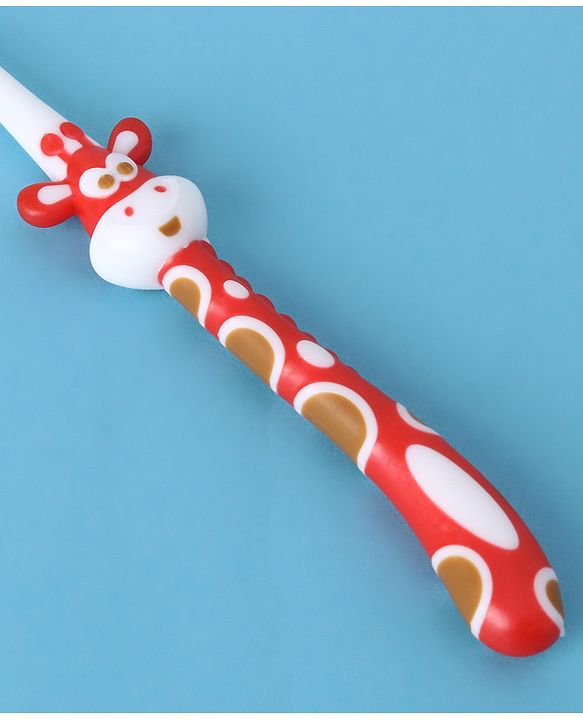 Babyhug Ultra Soft Bristles Giraffe Design Toothbrush - Red