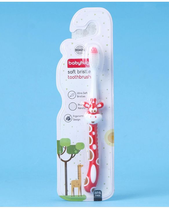 Babyhug Ultra Soft Bristles Giraffe Design Toothbrush - Red