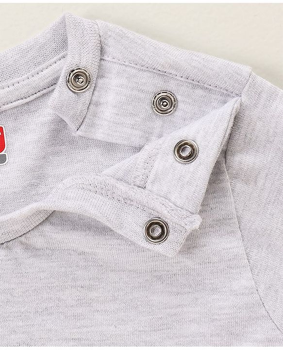 Babyhug Dungaree With Half Sleeves Tee Printed - Grey