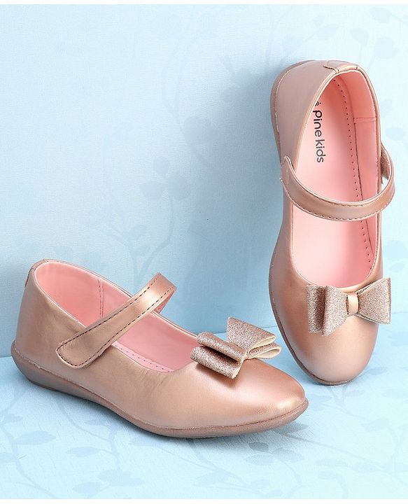 Pine Kids Party Wear Belly Shoes Bow Applique - Pink