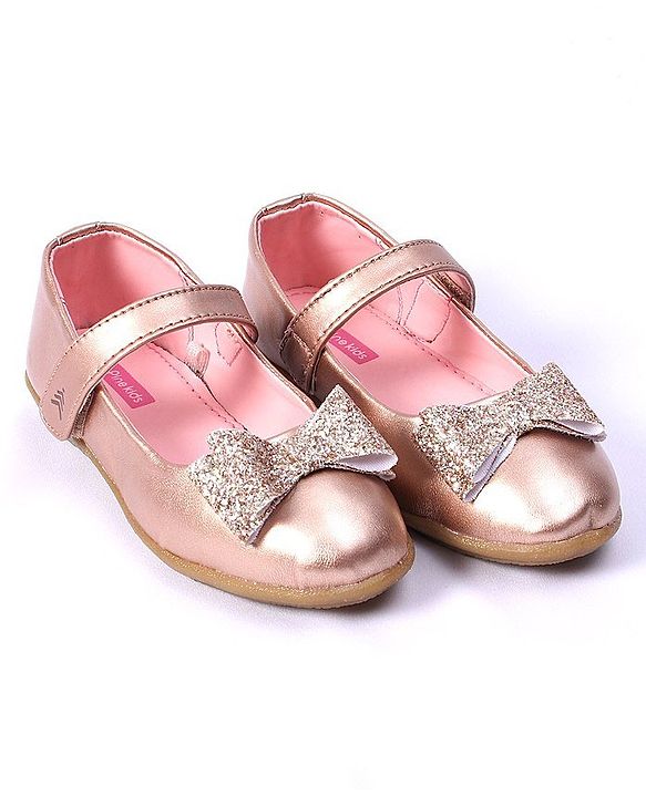 Pine Kids Party Wear Belly Shoes Bow Applique - Pink
