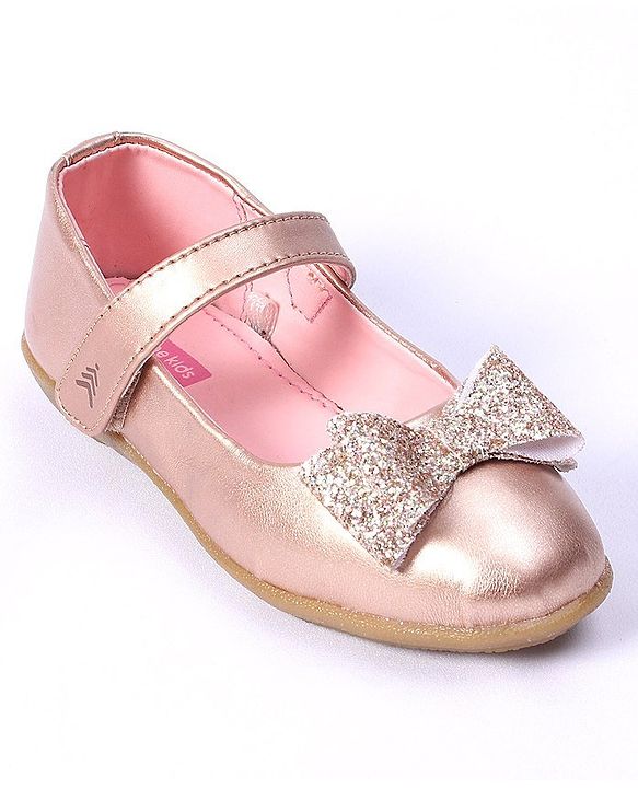 Pine Kids Party Wear Belly Shoes Bow Applique - Pink