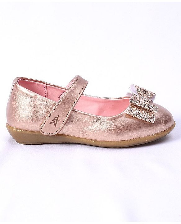 Pine Kids Party Wear Belly Shoes Bow Applique - Pink