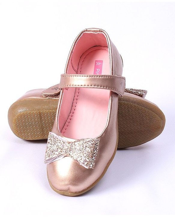 Pine Kids Party Wear Belly Shoes Bow Applique - Pink