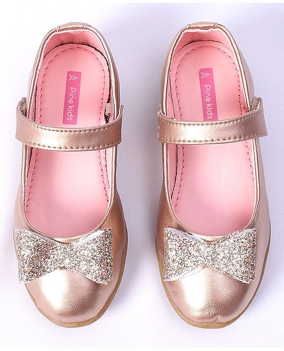 Pine Kids Party Wear Belly Shoes Bow Applique - Pink