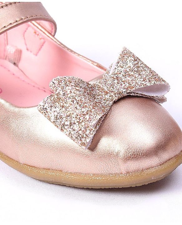 Pine Kids Party Wear Belly Shoes Bow Applique - Pink