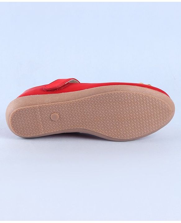 Pine Kids Belly Shoes Floral Applique - Red