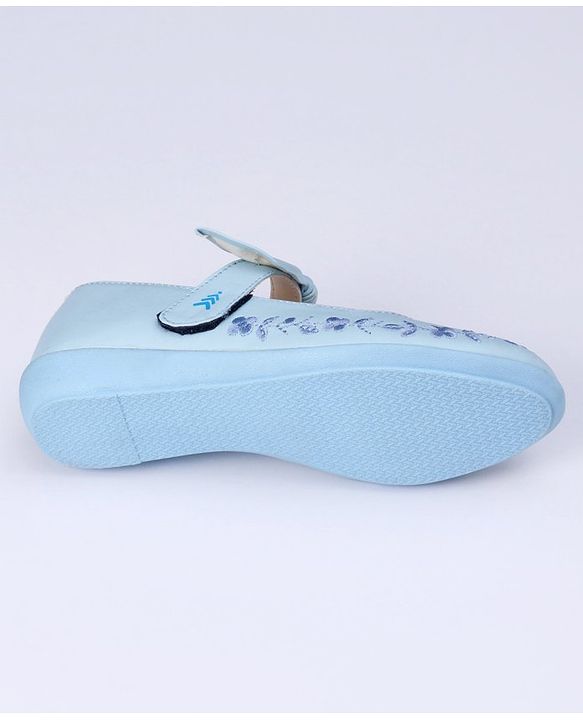 Pine Kids Party Wear Belly Shoes Bow Applique - Sky Blue