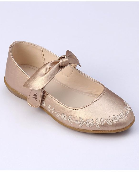 Pine Kids Party Wear Belly Shoes Bow Applique - Sky Blue
