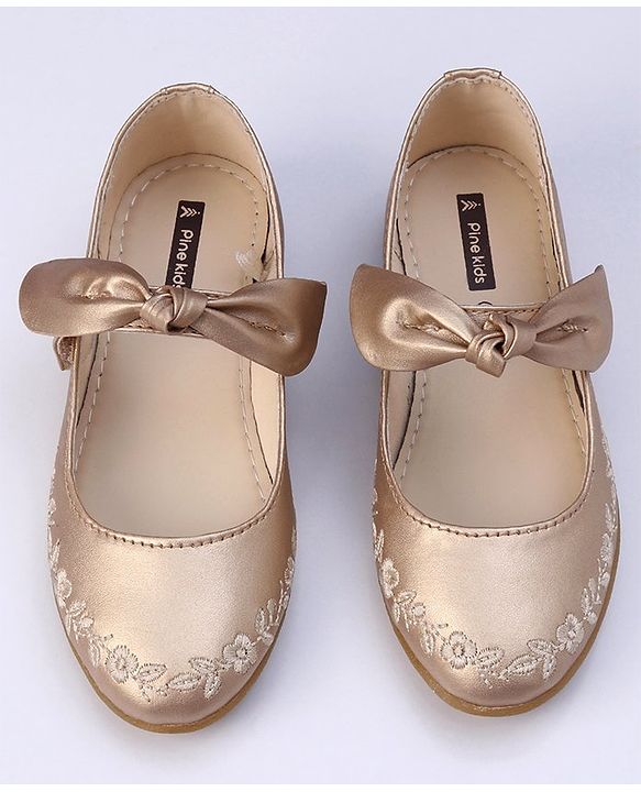 Pine Kids Party Wear Belly Shoes Bow Applique - Sky Blue