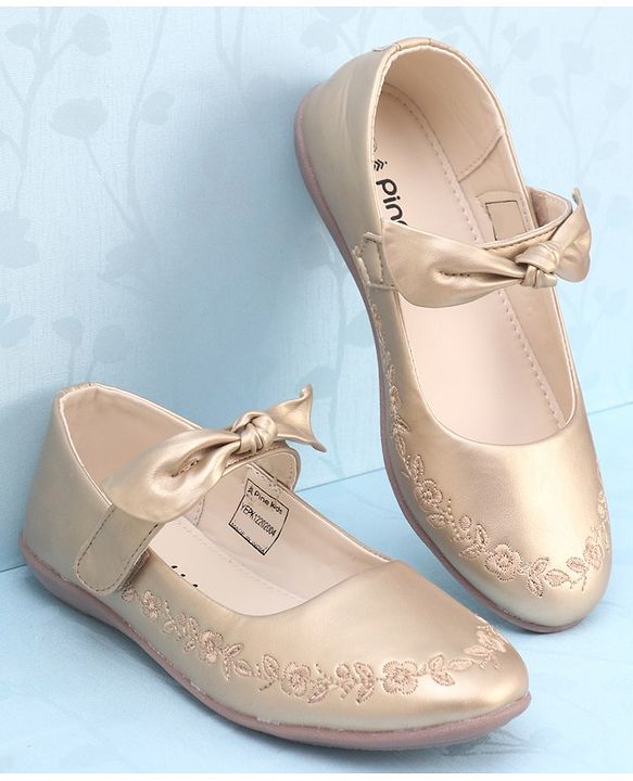 Pine Kids Party Wear Belly Shoes Bow Applique - Sky Blue