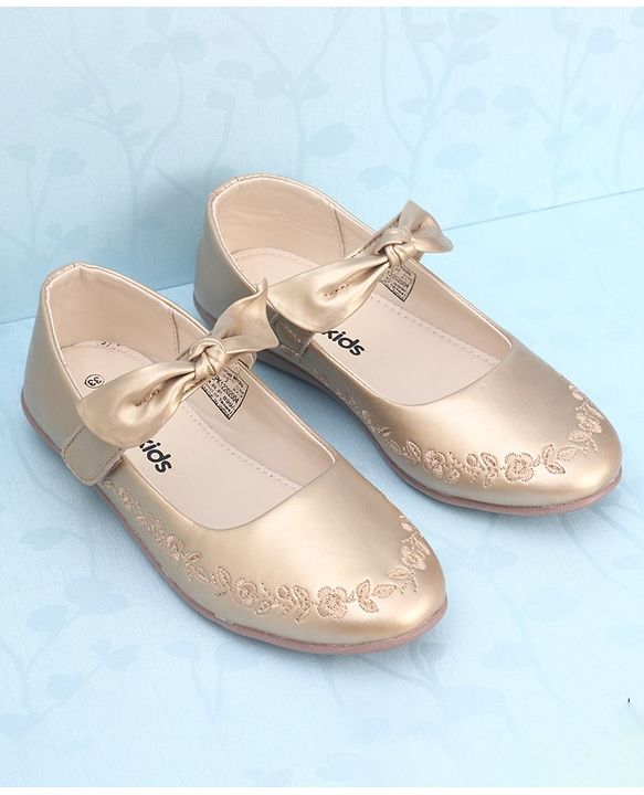 Pine Kids Party Wear Belly Shoes Bow Applique - Sky Blue