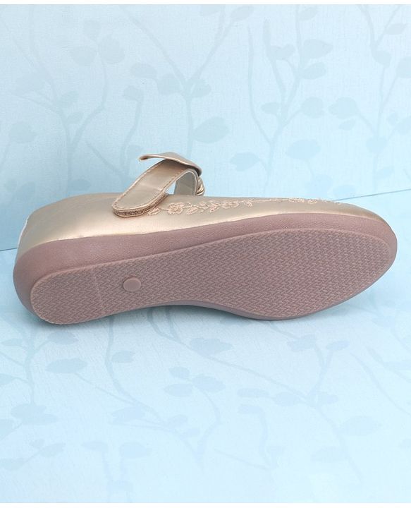 Pine Kids Party Wear Belly Shoes Bow Applique - Sky Blue