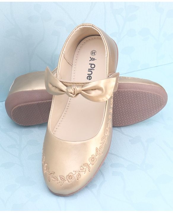 Pine Kids Party Wear Belly Shoes Bow Applique - Sky Blue