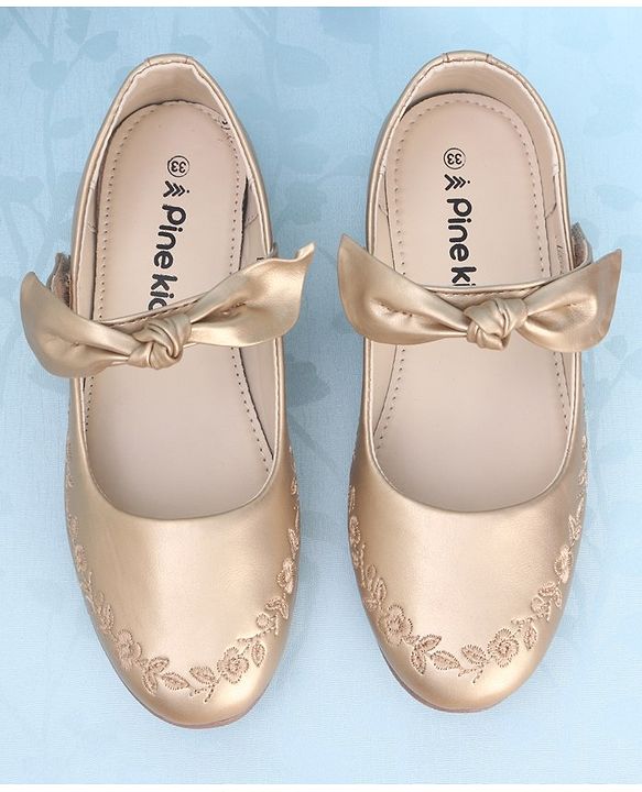 Pine Kids Party Wear Belly Shoes Bow Applique - Sky Blue