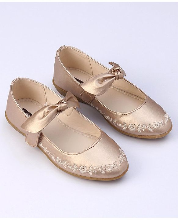 Pine Kids Party Wear Belly Shoes Bow Applique - Sky Blue