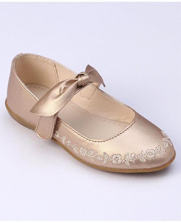 Pine Kids Party Wear Belly Shoes Bow Applique - Sky Blue