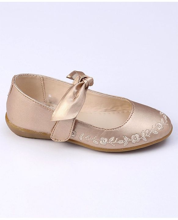 Pine Kids Party Wear Belly Shoes Bow Applique - Sky Blue