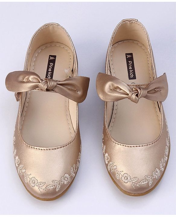 Pine Kids Party Wear Belly Shoes Bow Applique - Sky Blue