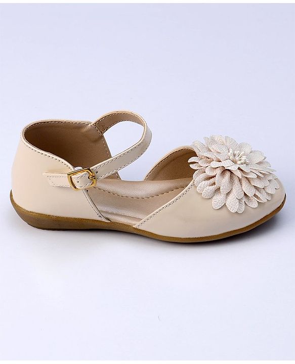 Pine Kids Belly Shoes Floral Applique - Golden