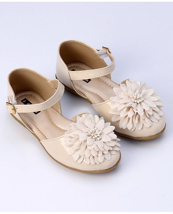 Pine Kids Belly Shoes Floral Applique - Golden