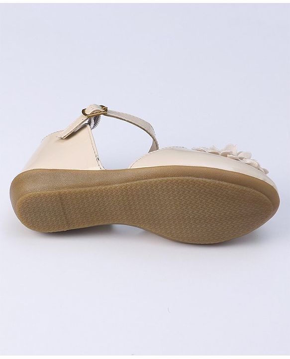 Pine Kids Belly Shoes Floral Applique - Golden