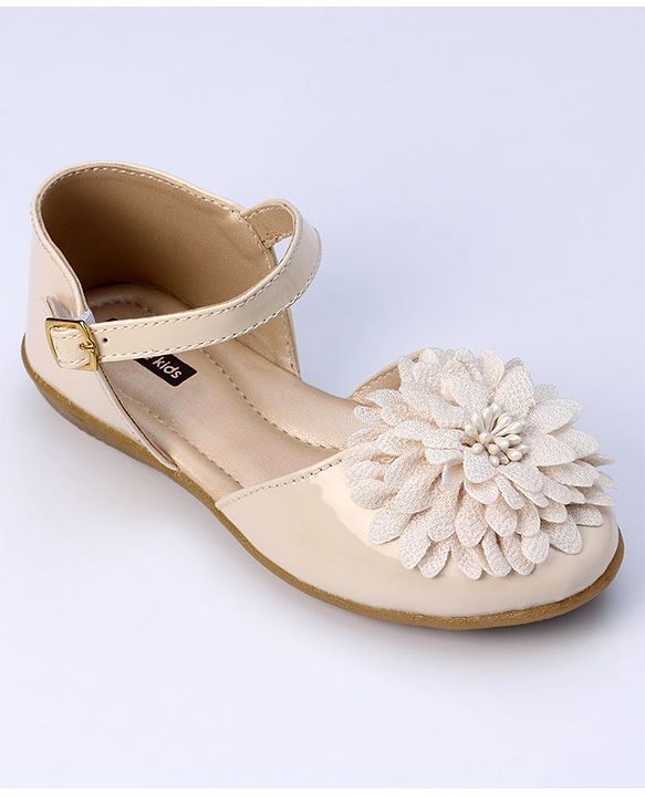 Pine Kids Belly Shoes Floral Applique - Golden