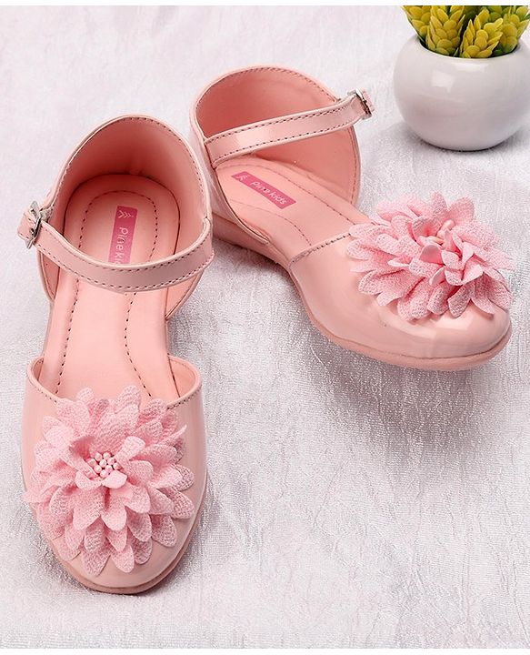 Pine Kids Belly Shoes Floral Applique - Golden