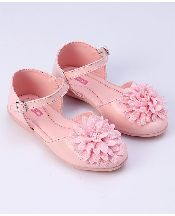 Pine Kids Belly Shoes Floral Applique - Golden
