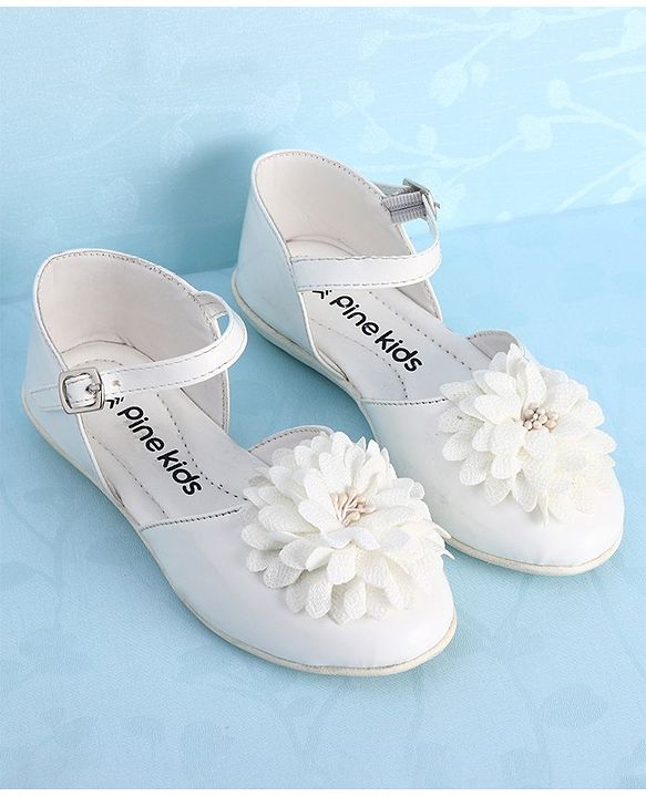 Pine Kids Belly Shoes Floral Applique - Golden
