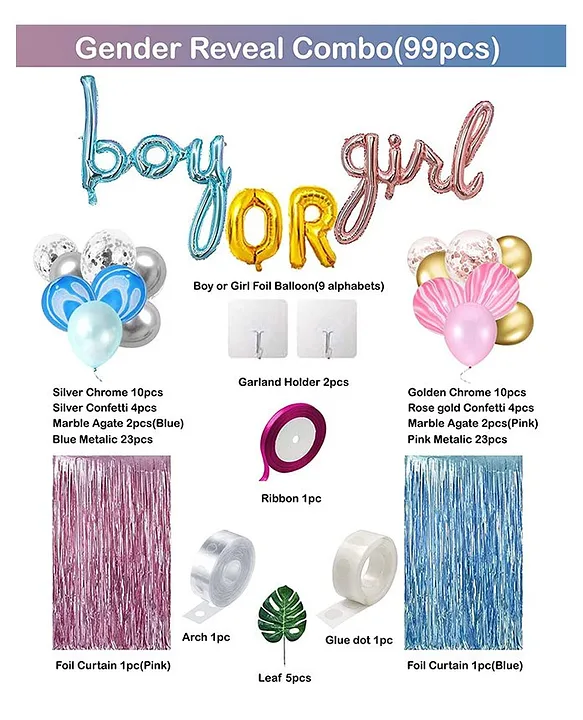 Party Propz Gender Reveal Party Decoration Blue Silver Pink - Pack of 99  [+info]