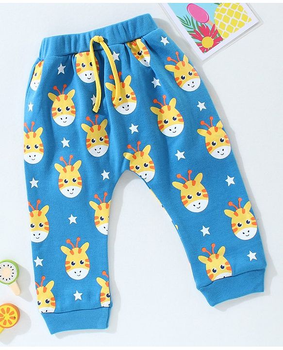 Babyhug Full Length Diaper Leggings Giraffe Print - Blue