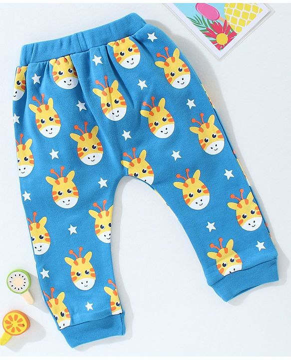 Babyhug Full Length Diaper Leggings Giraffe Print - Blue