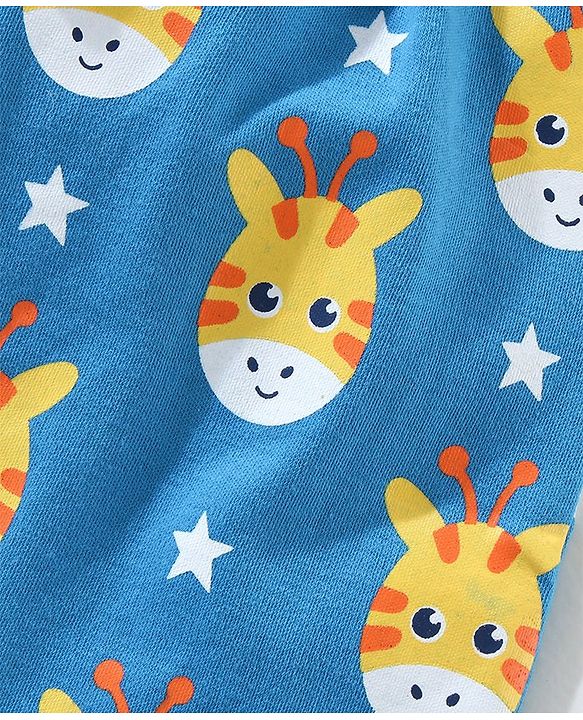 Babyhug Full Length Diaper Leggings Giraffe Print - Blue