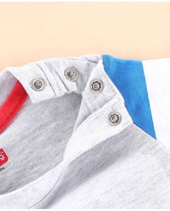Babyhug Half Sleeves Biowashed Tee Champion League Print - Light Grey
