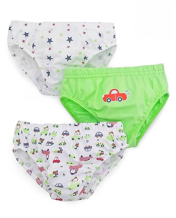 Babyhug 100% Cotton Briefs Pack of 3 - White Green