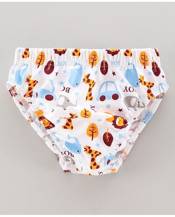 Babyhug 100% Cotton Brief Dino Print Pack of 3 - Yellow White