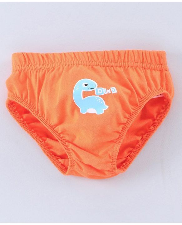 Babyhug 100% Cotton Brief Dino Print Pack of 3 - Orange