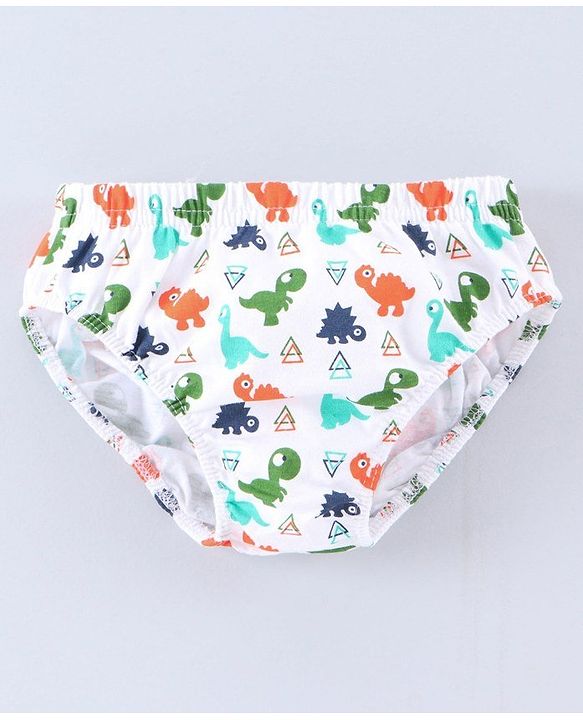 Babyhug 100% Cotton Brief Dino Print Pack of 3 - Orange