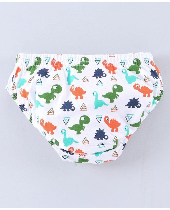 Babyhug 100% Cotton Brief Dino Print Pack of 3 - Orange