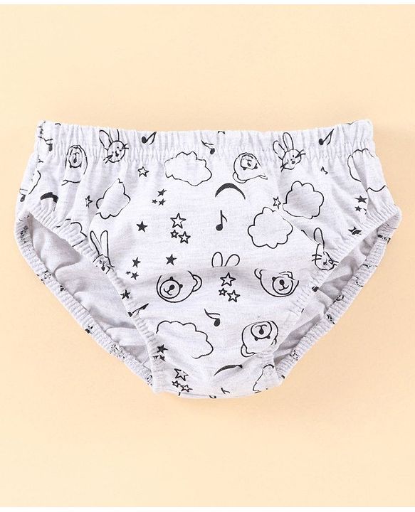 Babyhug 100% Cotton Breifs Pack of 3 - Blue Light Grey