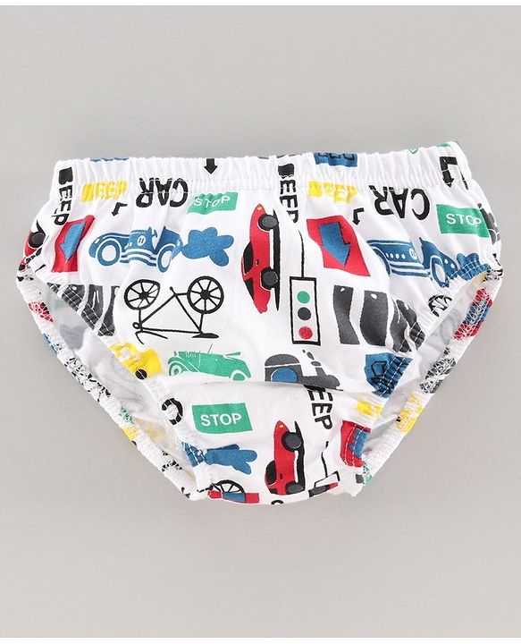 Babyhug 100% Cotton Brief Car Print Pack of 3 - Red White